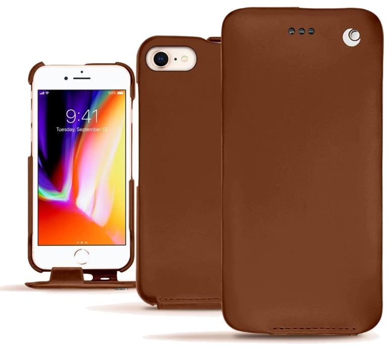 Housse cuir Apple iPhone 8 - Rabat verticalMarron
