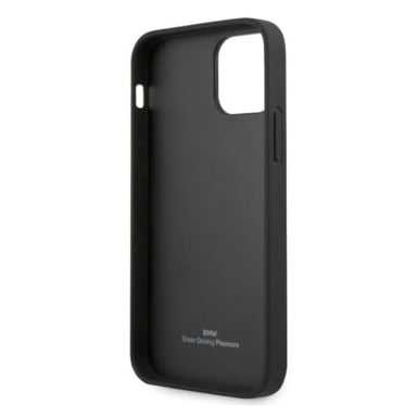 Custodia BMW per iPhone 12/12 Pro 6,1'' in pelle nera goffrata