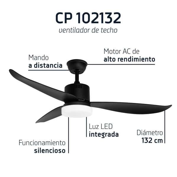 Orbegozo CP 102132 Ventilateur de plafond Moteur AC puissant Éclairage LED Minuterie programm Neuf - vue 3