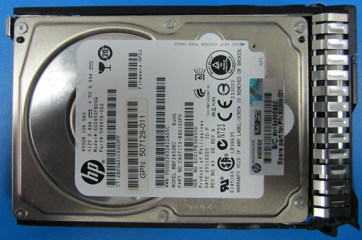 HPE 450GB hot plug dual port SAS HDD disque dur 450 Go 10000 trmin 2.5 Neuf