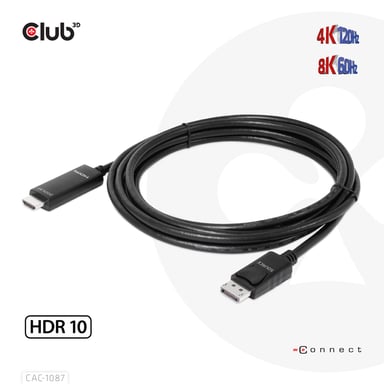 CLUB3D CAC-1087 câble vidéo et adaptateur 3 m DisplayPort HDMI Noir
