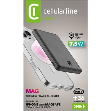 Cellularline Power Bank MAGSAFE 5000 Power Bank MagSafe 5 000 est le chargeur sans fil et portable avec la technologie MagSafe de 7.5W. Son design compact et sa finition soft touch en font le choix idéal pour une - Neuf - vue 3
