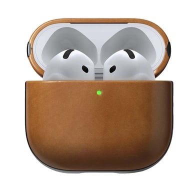 Coque pour AirPods 4 Modèle Modern Leather Antichoc Marron clair