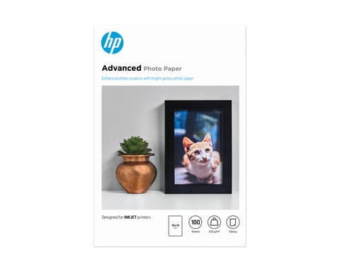 HP Papier photo à finition glacée Advanced, 250 g/m2, 10 x 15 cm (101 x 152 mm), 100 feuilles
