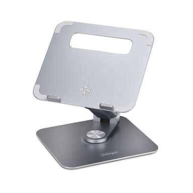 StarTech.com Support Télescopique pour PC Portable, Base Pivotante à 360&deg;, Support Rotatif pour Bureau, Hauteur et Inclinaison Réglables, Poids Max 5kg, Construction en Aluminium, Design Portable