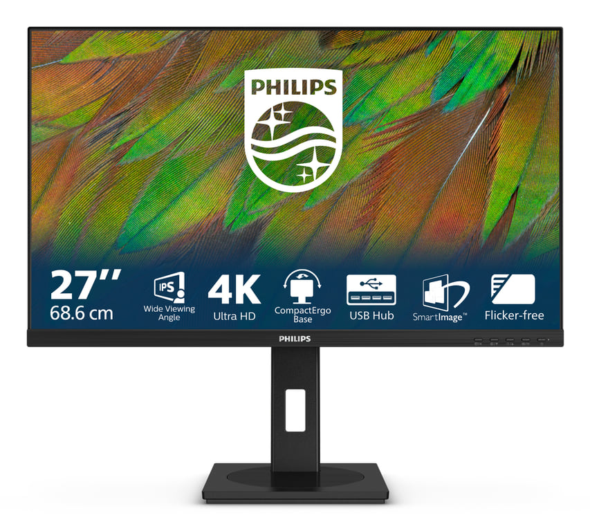 Philips 27B1N3800 Moniteur Ultra HD 27 Pouces réglable en Hauteur Haut parleurs Adaptive Sync 3840x2160 60 Hz 2X HDMI 2.0 1x DisplayPort 1.4 Hub USB