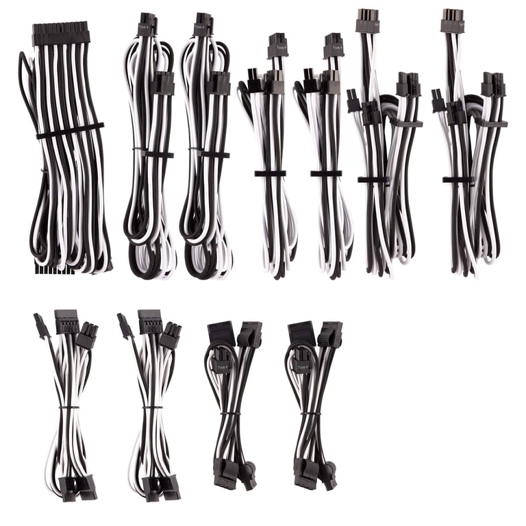 Corsair Premium Pro Sleeved Kabel Set Gen 4 wei?/schwarz - vue 1