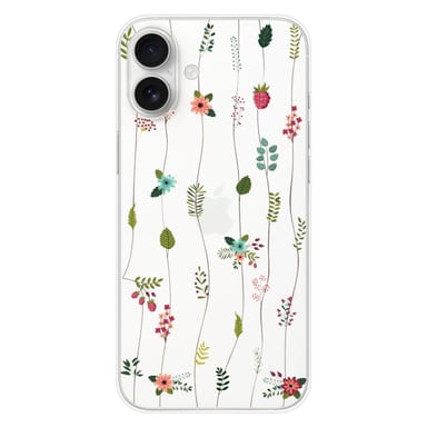 Coque en silicone - Compatible Apple iPhone 16 Plus - design montee de fleurs