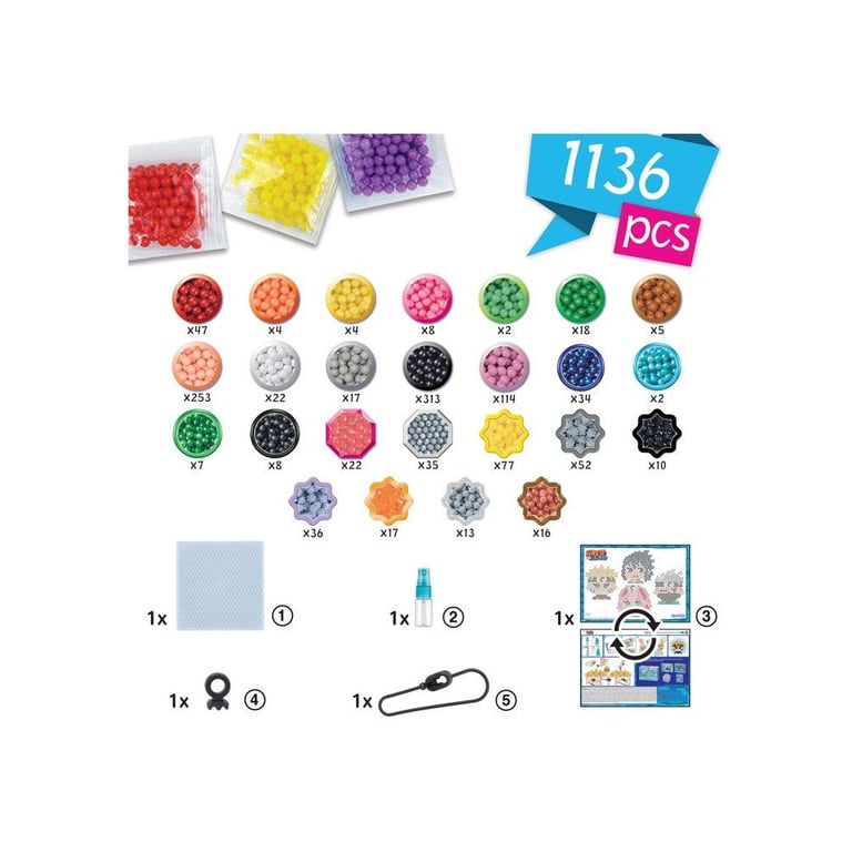 Kit porte-clés Aquabeads 35118 - 1100 perles activées à l'eau, personnages Naruto, 4+ Multicolore - Neuf
