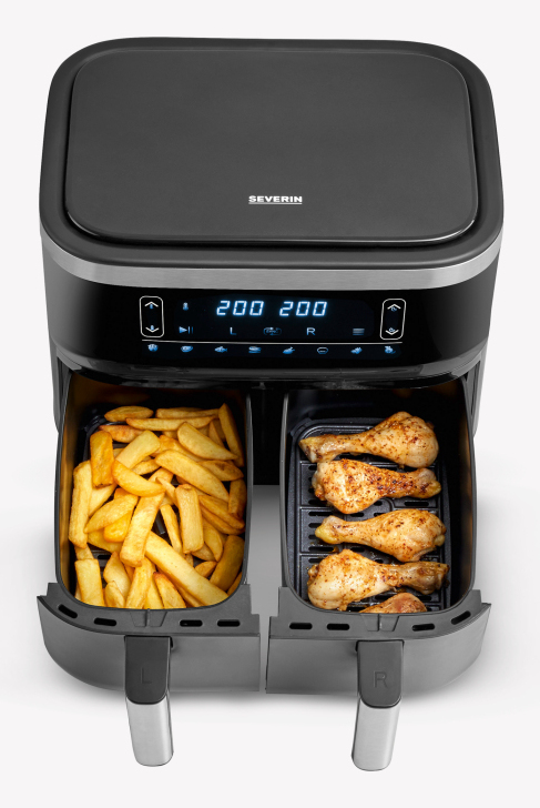 Severin FR 2463 Double 8 L Autonome 2600 W Friteuse d'air chaud Noir - Neuf