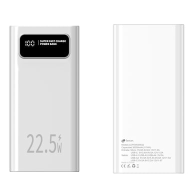 Powerbank 30000mAh Leotec LEPOW30W22W- 22.5W- Blanca