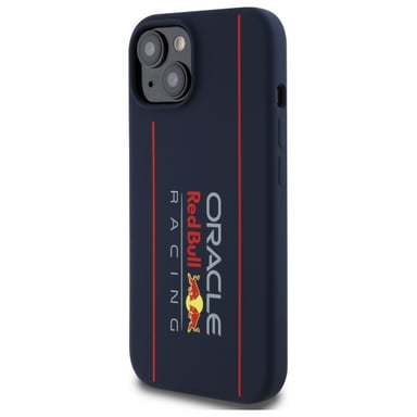 Custodia Red Bull per iPhone 15 6,1'' Custodia rigida in silicone blu navy Logo verticale MagSafe