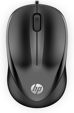 Ratón con cable HP 1000 Negro, curvado, cable de 1,5 m para mayor libertad de movimiento, fácil de usar para diestros y zurdos 4QM14AA