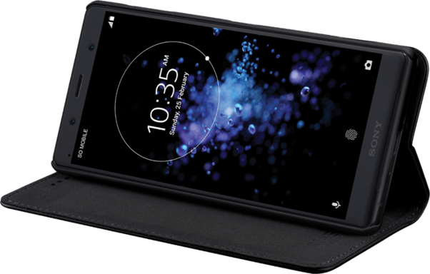 Custodia folio a conchiglia con slot per schede e supporto per Sony Xperia XZ2 Compact, nero