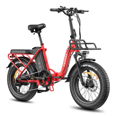 Bicicleta eléctrica plegable FAFREES F20 Max con batería LG de 48 V y 30 Ah y pantalla LCD - roja