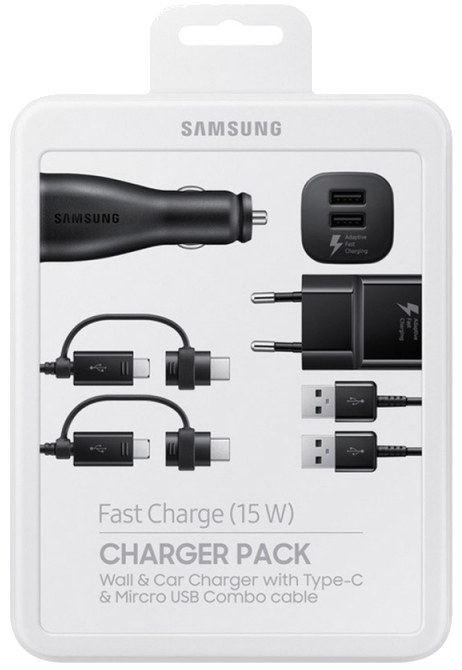 Samsung EP-U3100WBEGWW - Pack De Charge Complet, Adaptateur Secteur/Voiture, Câble Micro USB/USB-C -