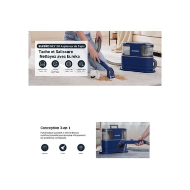 Aspiradora Eureka NEY100 para Alfombras y Telas | Limpieza Multisuperficie 850W 1.2L