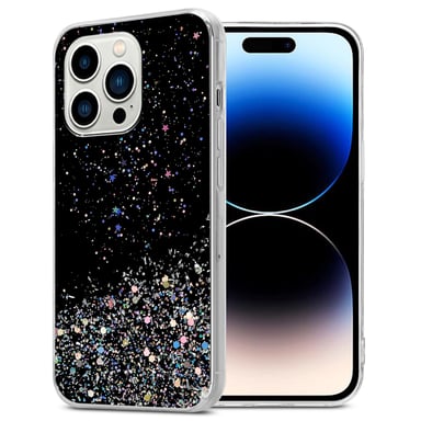 Coque pour Apple iPhone 14 PRO MAX en Noir avec Paillettes Housse de protection Étui en silicone TPU flexible avec paillettes scintillantes
