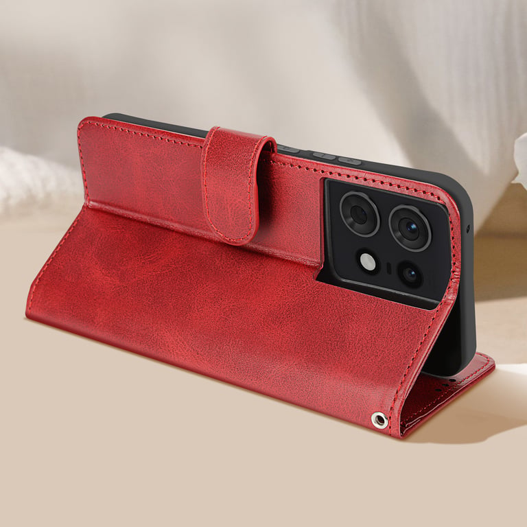 Avizar Rouge Étui Pour Motorola Edge 50 Pro Dragonne Clapet Support Portefeuille - Neuf - Image 3