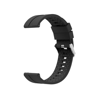 Correa de Reloj de Silicona Negra Premium - Hebilla Plateada de 20mm