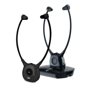 CGV 20853 écouteur/casque Sans fil Minerve TV Socle de chargement Noir