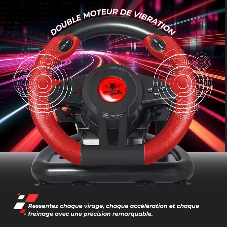 Spirit of Gamer Race Wheel Pro 1 USB Volant + pédales AnalogiqueNumérique PC Neuf - vue 3