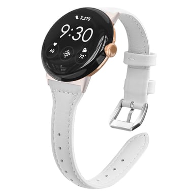 Correa de reloj de cuero genuino para Google Pixel Watch 3 45 mm - Blanco