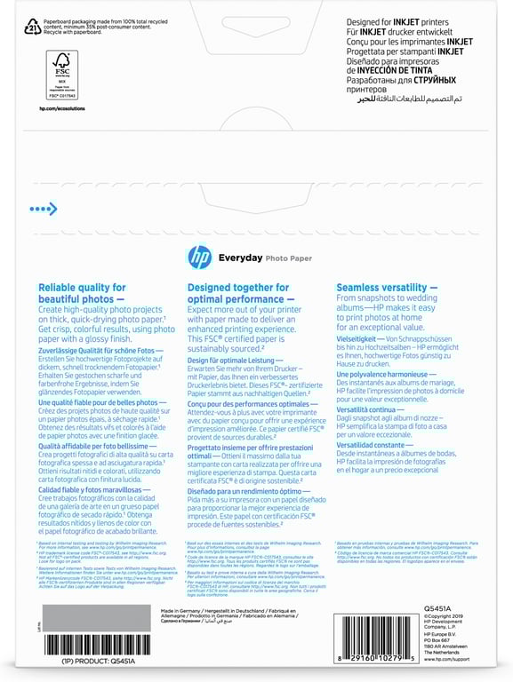 HP Q5451A Papier Photo A4 - vue 5