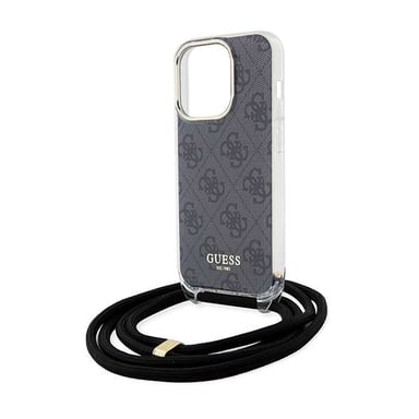 Custodia Guess per iPhone 15 Pro Max 6,7'' nero Custodia rigida Crossbody Cord 4G Print