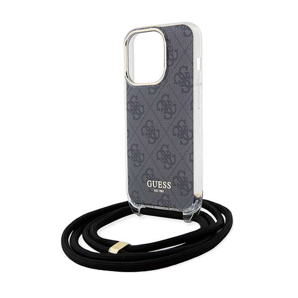 Guess Coque Crossbody Cord 4G Print avec cordon pour iPhone 15 Pro Noir - vue 4