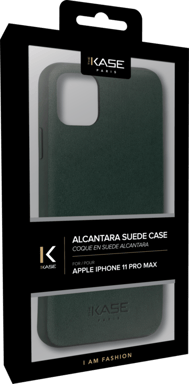 Cover in pelle scamosciata Alcantara per Apple iPhone 11 Pro Max, verde notte