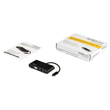 StarTech.com Adattatore multiporta USB-C - Dock mini USB-C con uscita video VGA 1080p - Power Delivery Passthrough 60W - USB 3.1 Gen 1 Type-A 5Gbps, Gigabit Ethernet - Docking station