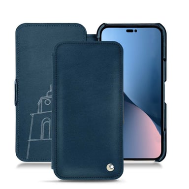 Housse cuir Apple iPhone 14 Plus -  - Blu mediterran ( Pantone #0E3043 ) - Cuir lisse premium