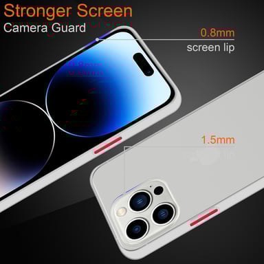 Coque pour Apple iPhone 14 PRO en Transparent Givré - Touches Rouges Housse de protection Étui hybride avec intérieur en silicone TPU et dos en plastique mat