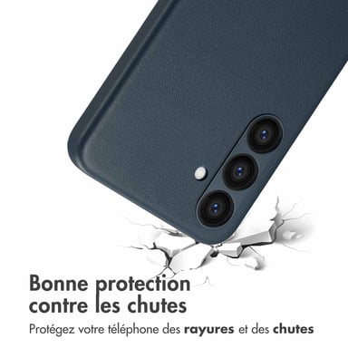 Accezz Coque arrière en cuir avec MagSafe pour Samsung Galaxy S24 Plus - Nightfall Blue