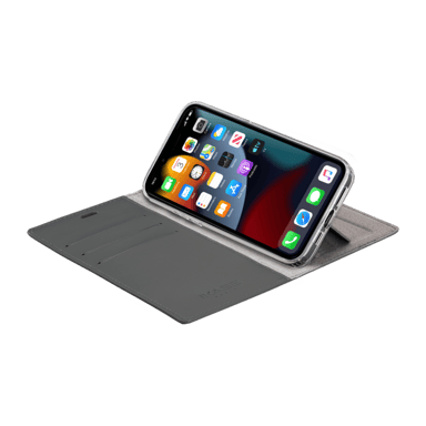 Diarycase 2.0 Coque clapet en cuir véritable avec support aimanté pour Apple iPhone 13 Pro Max, Minuit Noir