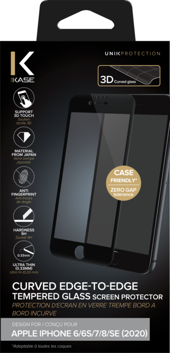 Protection d'écran en verre trempé Bord à Bord Incurvé pour Apple iPhone XR/11,  Black