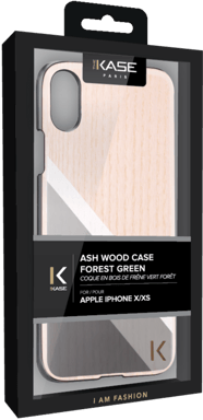 Coque en bois de frêne pour Apple iPhone X/XS, Vert forêt