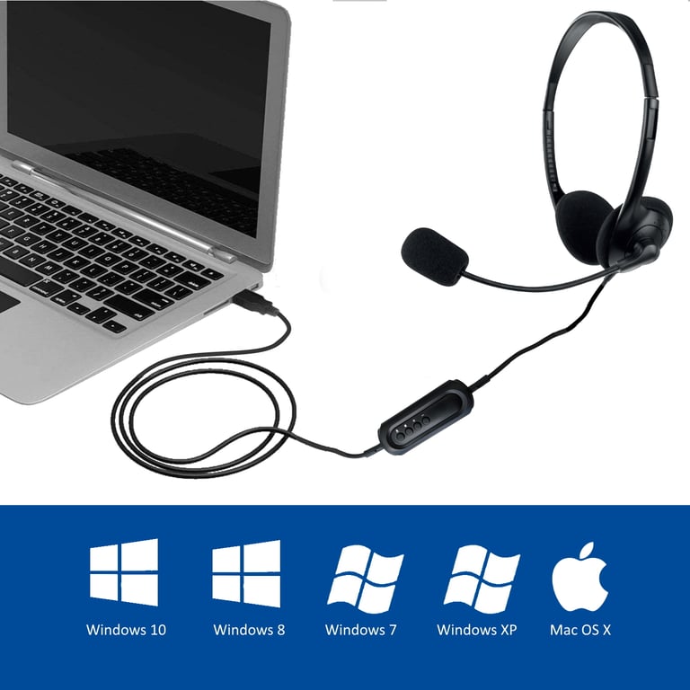 Casque Ewent EW3568 – Casque USB Avec Microphone, Plug & Play - vue 3