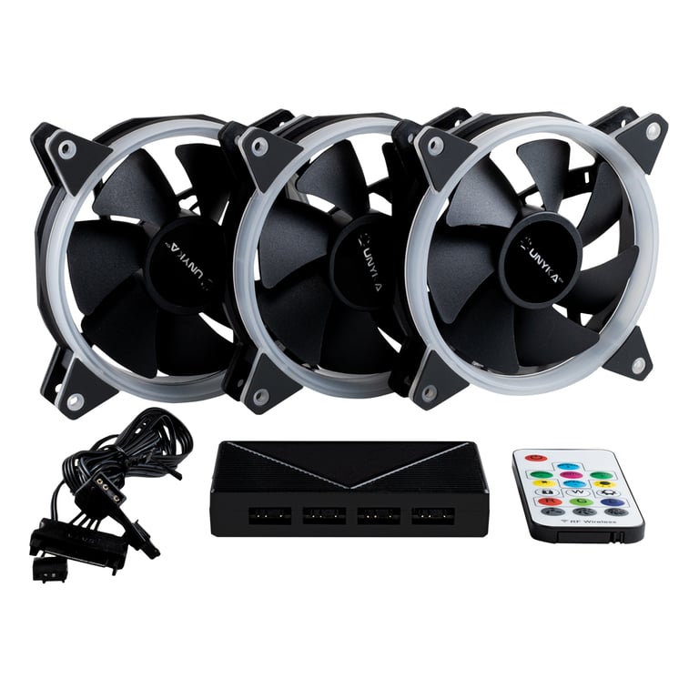 UNYKAch Fan CANDY 30 ARGB Ring Led 120 mm Boitier PC Ventilateur 12 cm Noir 3 pièce(s) - Neuf