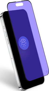 Protège écran pour iPhone 16 / 15 / 14 Pro Anti Lumière Bleue 2.5D Verre organique + Garantie à vie - Certifié GRS Force Glass