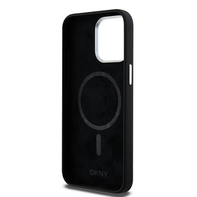 Étui DKNY pour iPhone 15 Pro Max 6.7'' noir étui rigide Liquid Silicone Small Metal Logo MagSafe