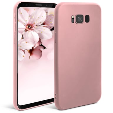 Moozy Minimalist Series Coque en silicone pour Samsung S8, Rose Beige – Finition mate fine et souple en TPU
