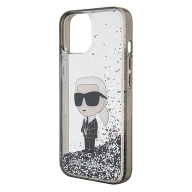 Funda Karl Lagerfeld para iPhone 15 6.1'' Funda rígida transparente Liquid Glitter Ikonik