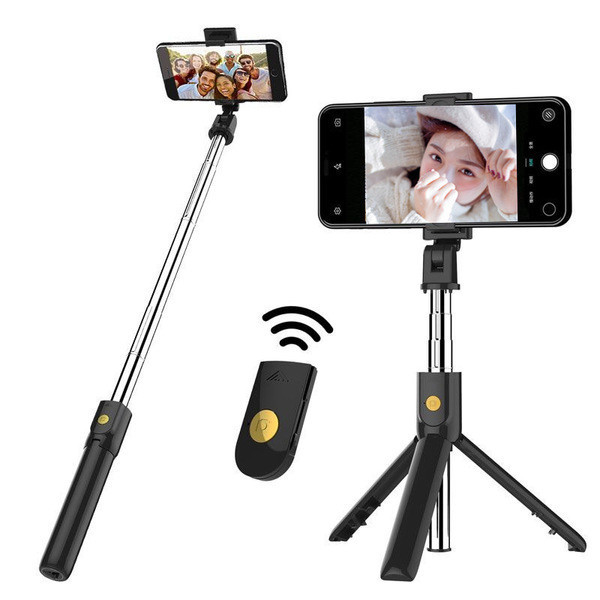 Selfie Stick Metal avec Trepied pour Smartphone Perche Android IOS  Telecommande Sans Fil Bluetooth Photo (NOIR) - Shot Case