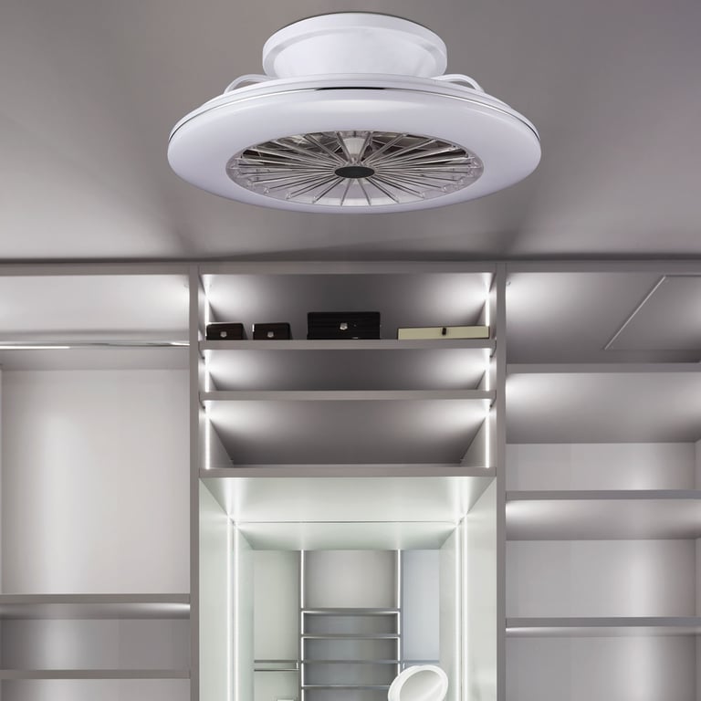 Fanelite Ventilateur de plafond 38 cm EXUMA Moteur DC Lumière LED dimmable 3 couleurs Télécommande 7 pales Très silencieux Neuf - vue 2