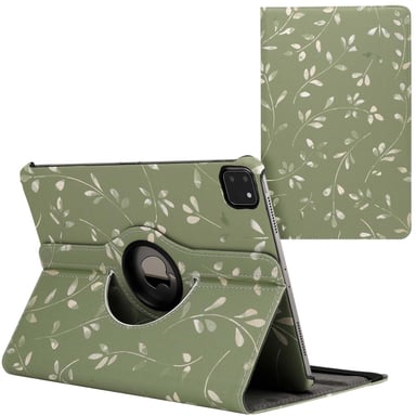 imoshion Coque tablette Design rotatif à 360° pour Apple iPad Pro 11 (2022 / 2021 / 2020 / 2018) - Green Flowers