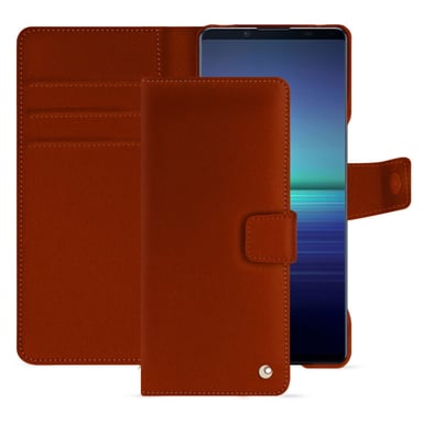 Housse cuir Sony Xperia 1 V -  - Orange - Cuir vegan