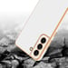 Coque pour Samsung Galaxy S22 en Glossy Blanc - Or Housse de protection Étui en silicone TPU flexible et avec protection pour appareil photo