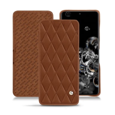 Housse cuir Samsung Galaxy S20 Ultra 5G -  - Marron - Cuir lisse couture